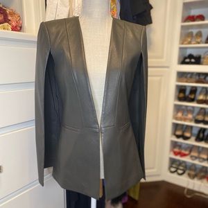 BCBGMAXAZRIA Cape Jacket Upas Faux Leather Olive Green.  Size S